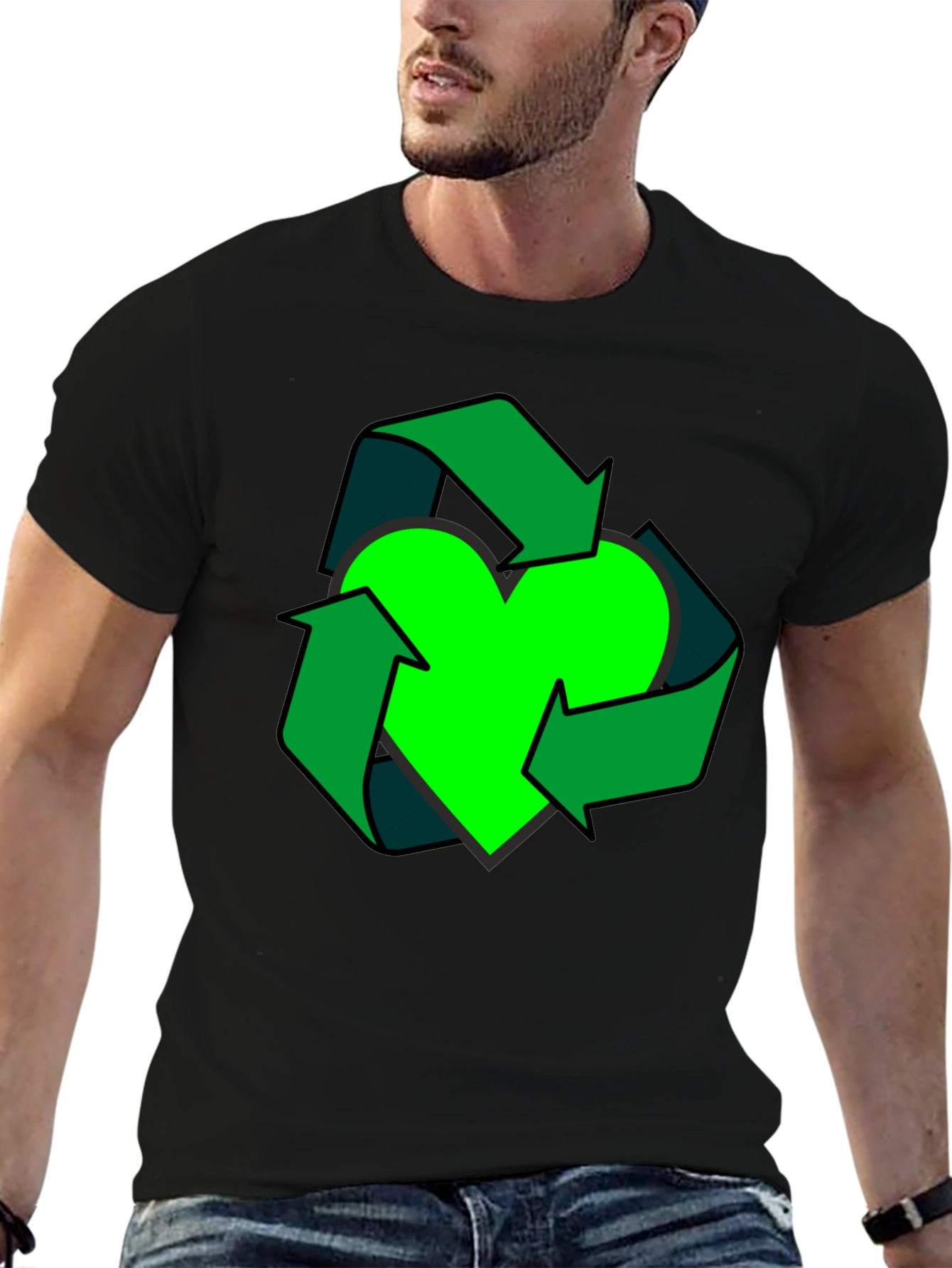 Eco Heart Recycle Graphic Tee - Black