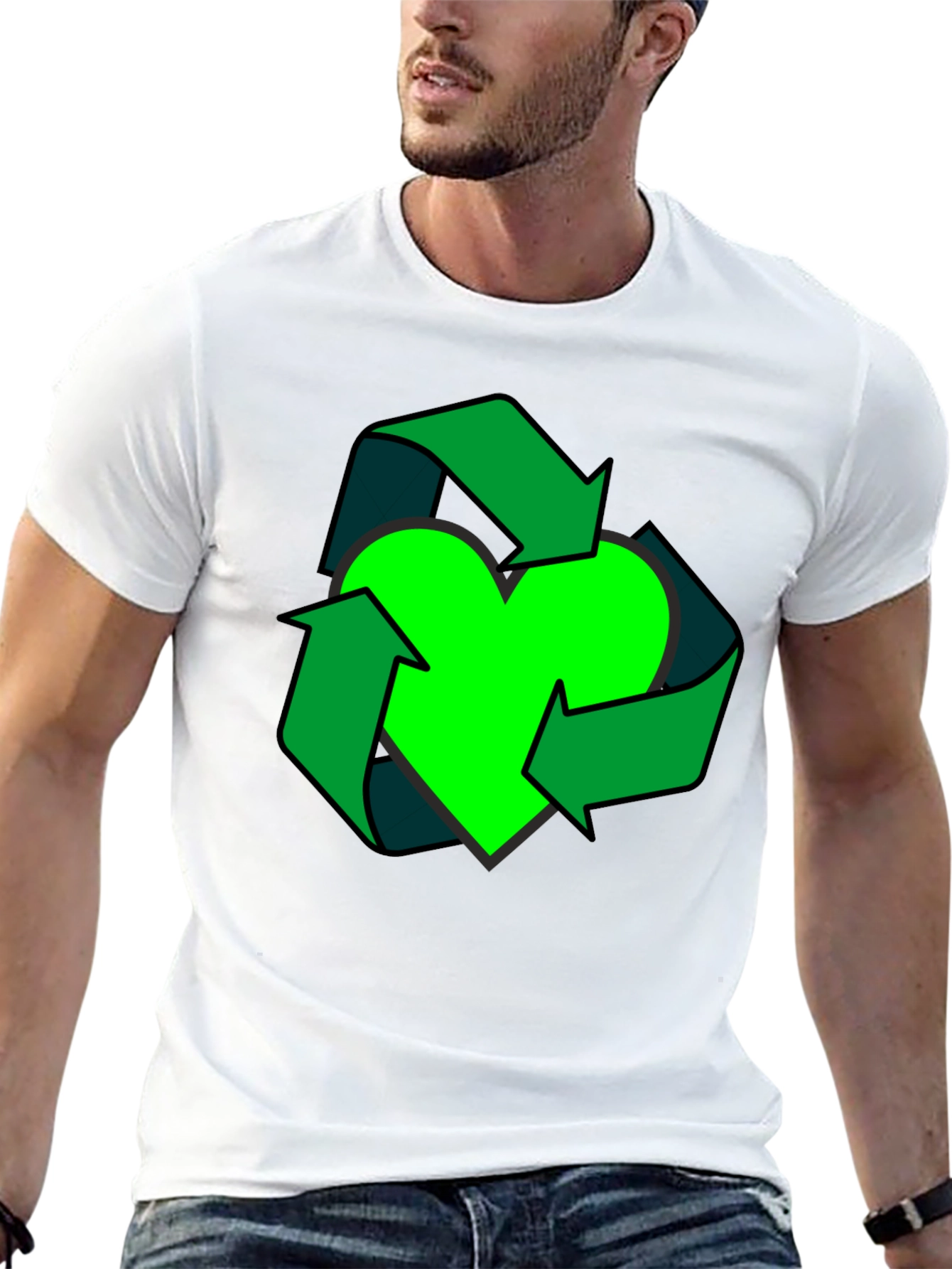Eco Heart Recycle Graphic Tee - Black