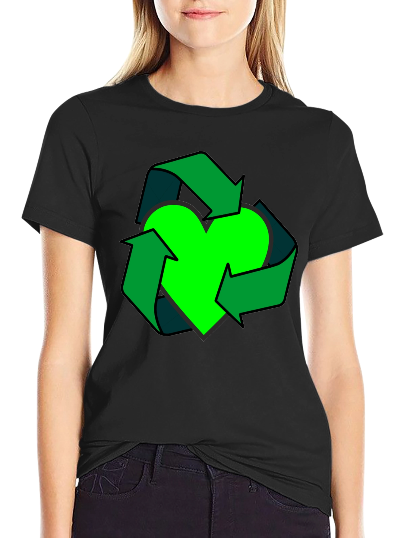 Eco Heart Recycle Graphic Tee - Black