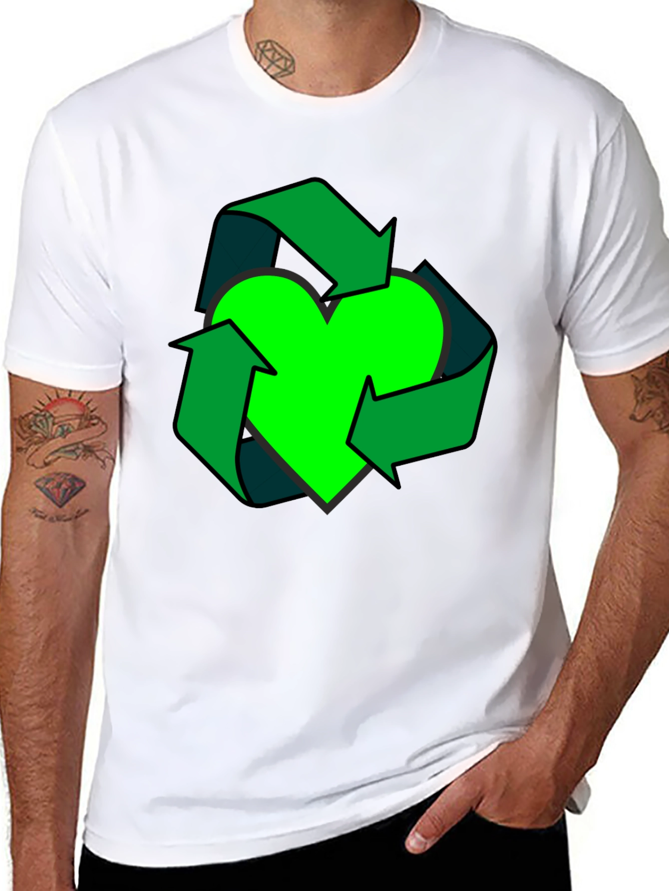 Eco Heart Recycle Graphic Tee - Black