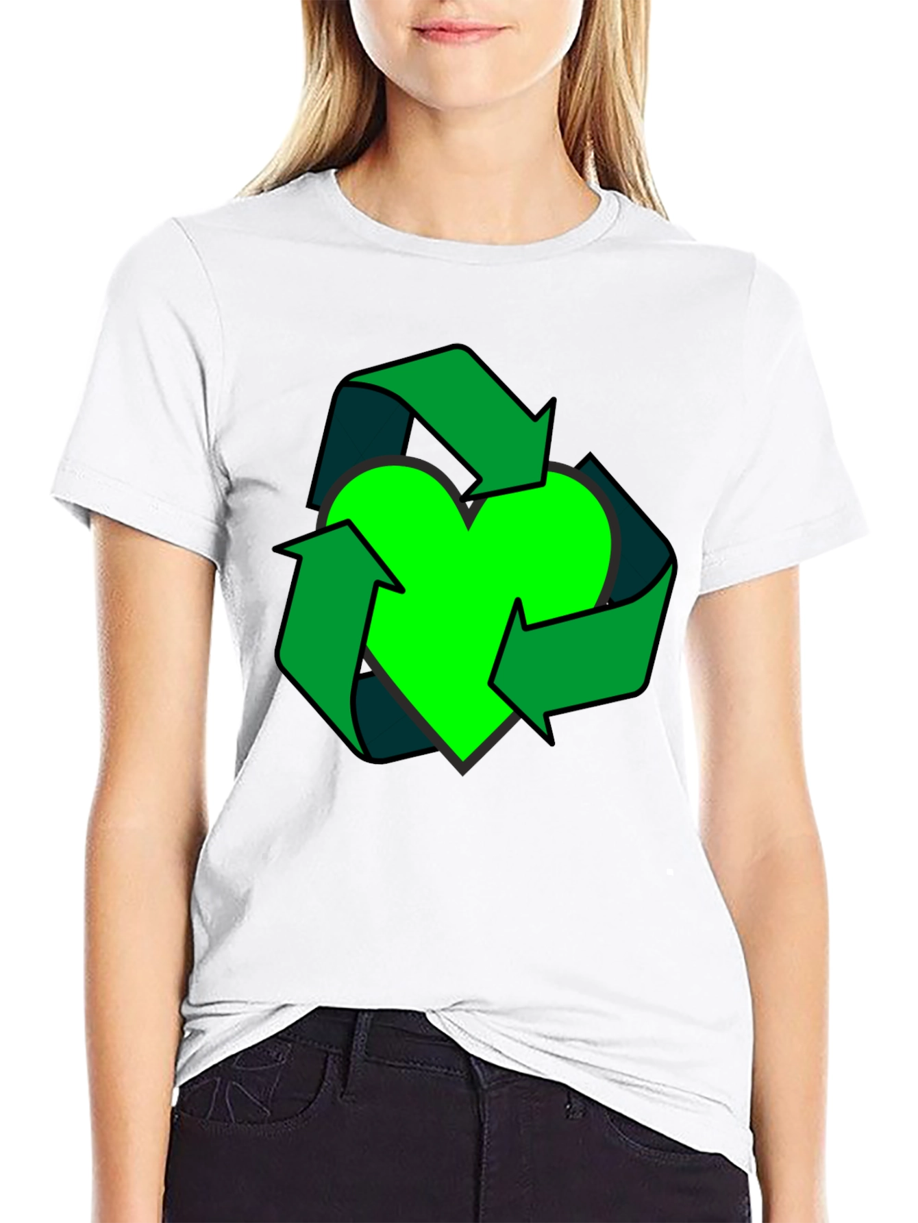 Eco Heart Recycle Graphic Tee - Black