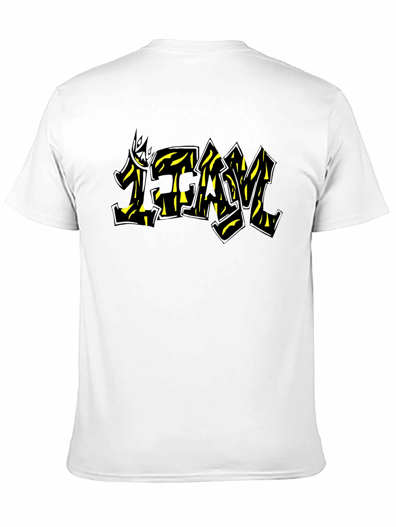 Black Graphic Tee - TEAM Yellow Graffiti Style Print