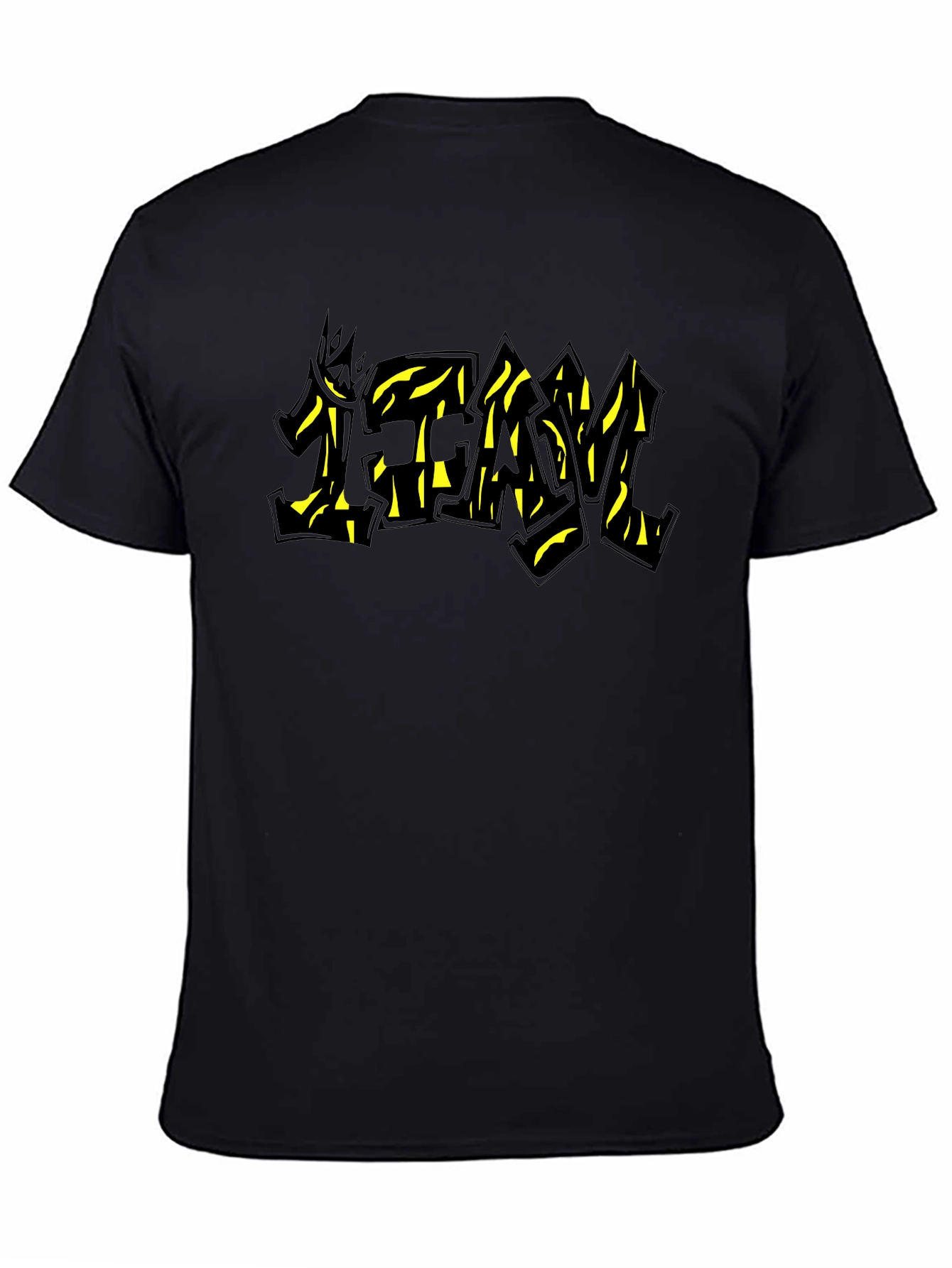 Black Graphic Tee - TEAM Yellow Graffiti Style Print