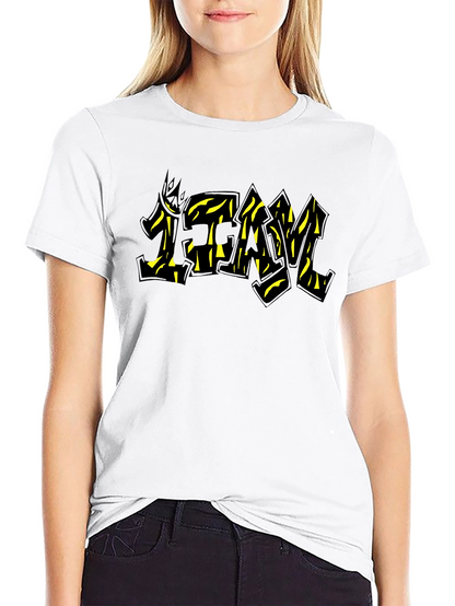 Black Graphic Tee - TEAM Yellow Graffiti Style Print