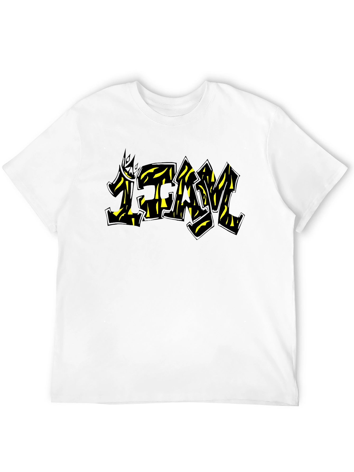 Black Graphic Tee - TEAM Yellow Graffiti Style Print