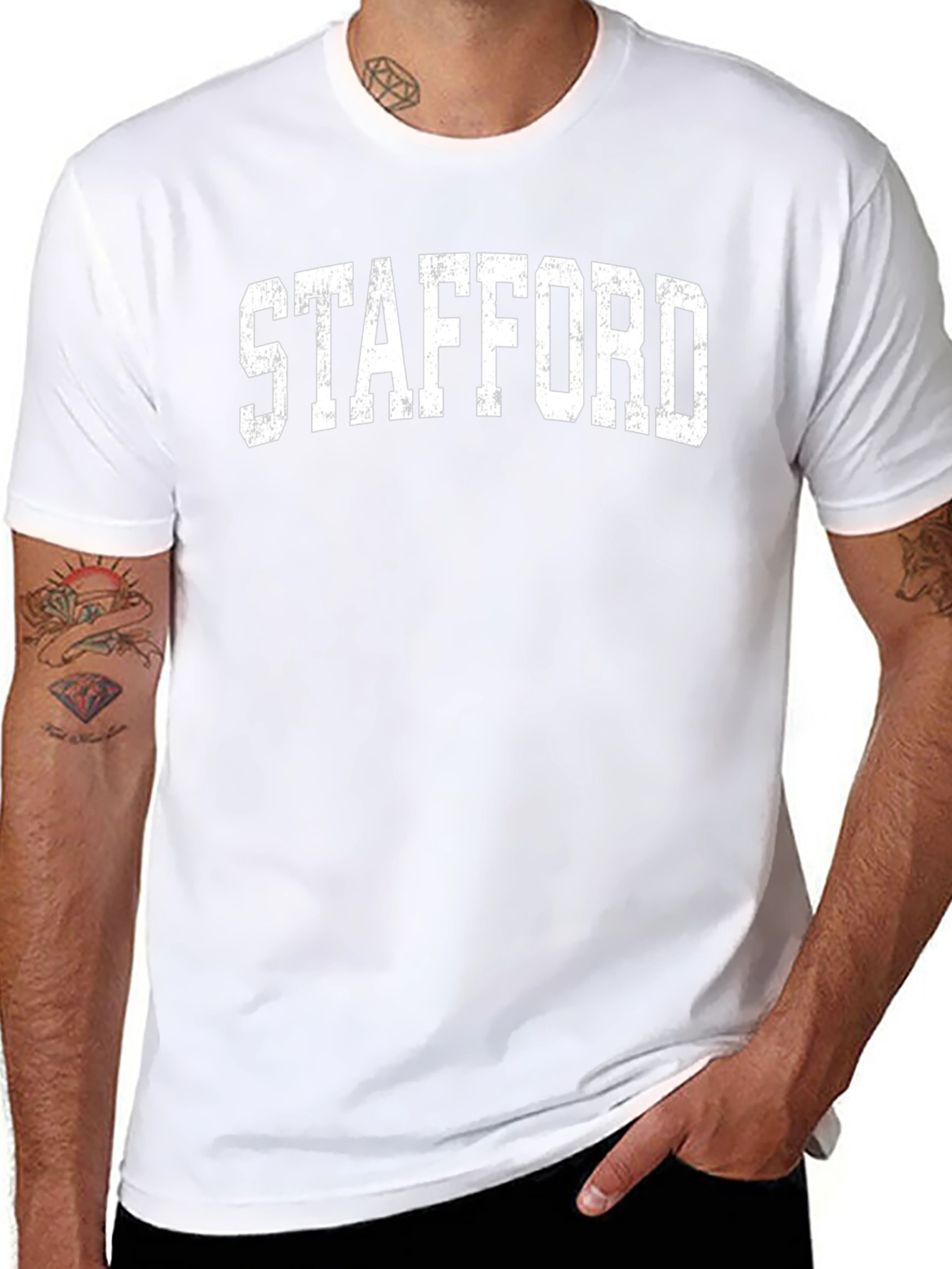 Stafford Distressed Print Black T-Shirt