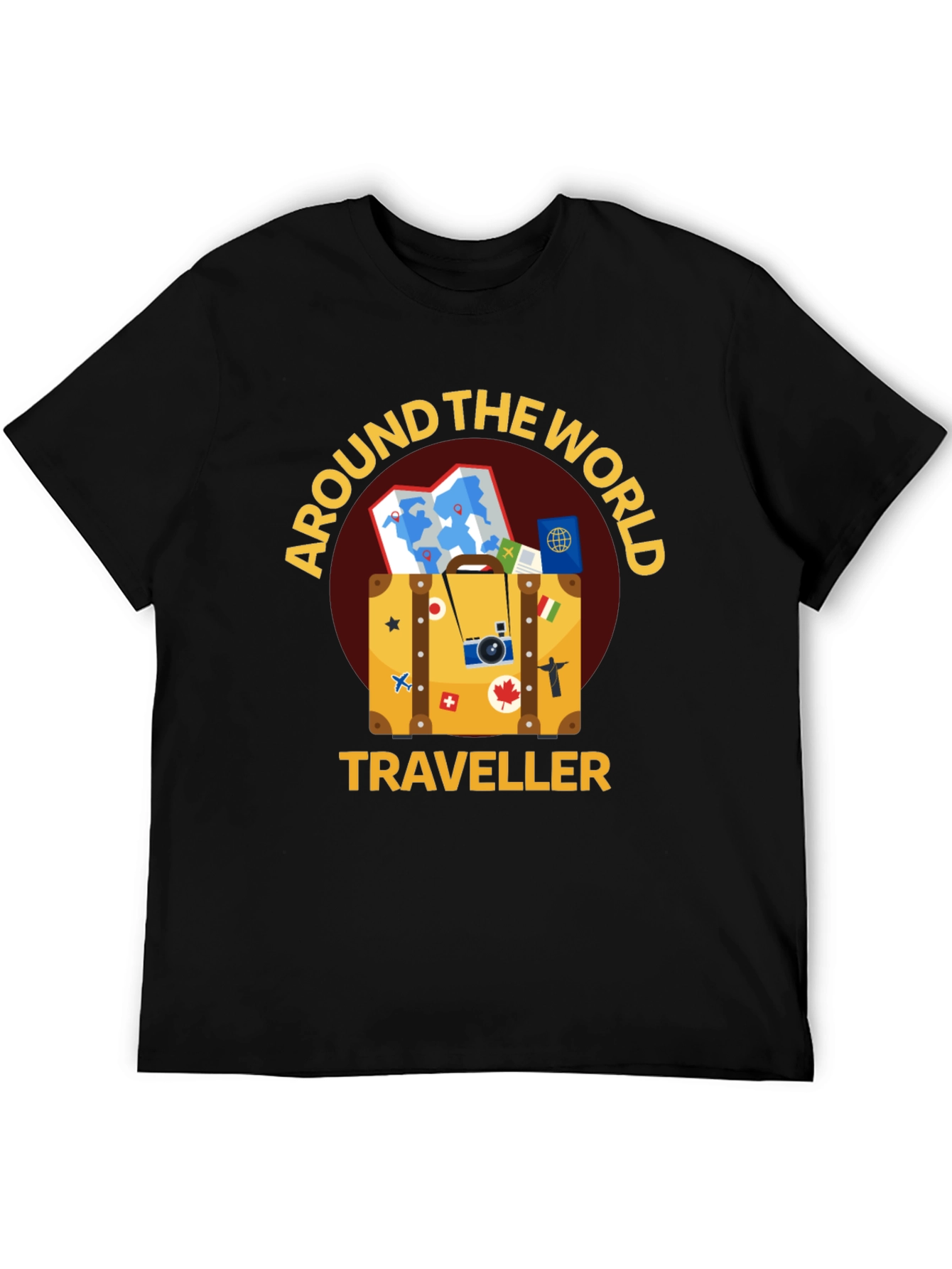 Around The World Traveler Black T-Shirt