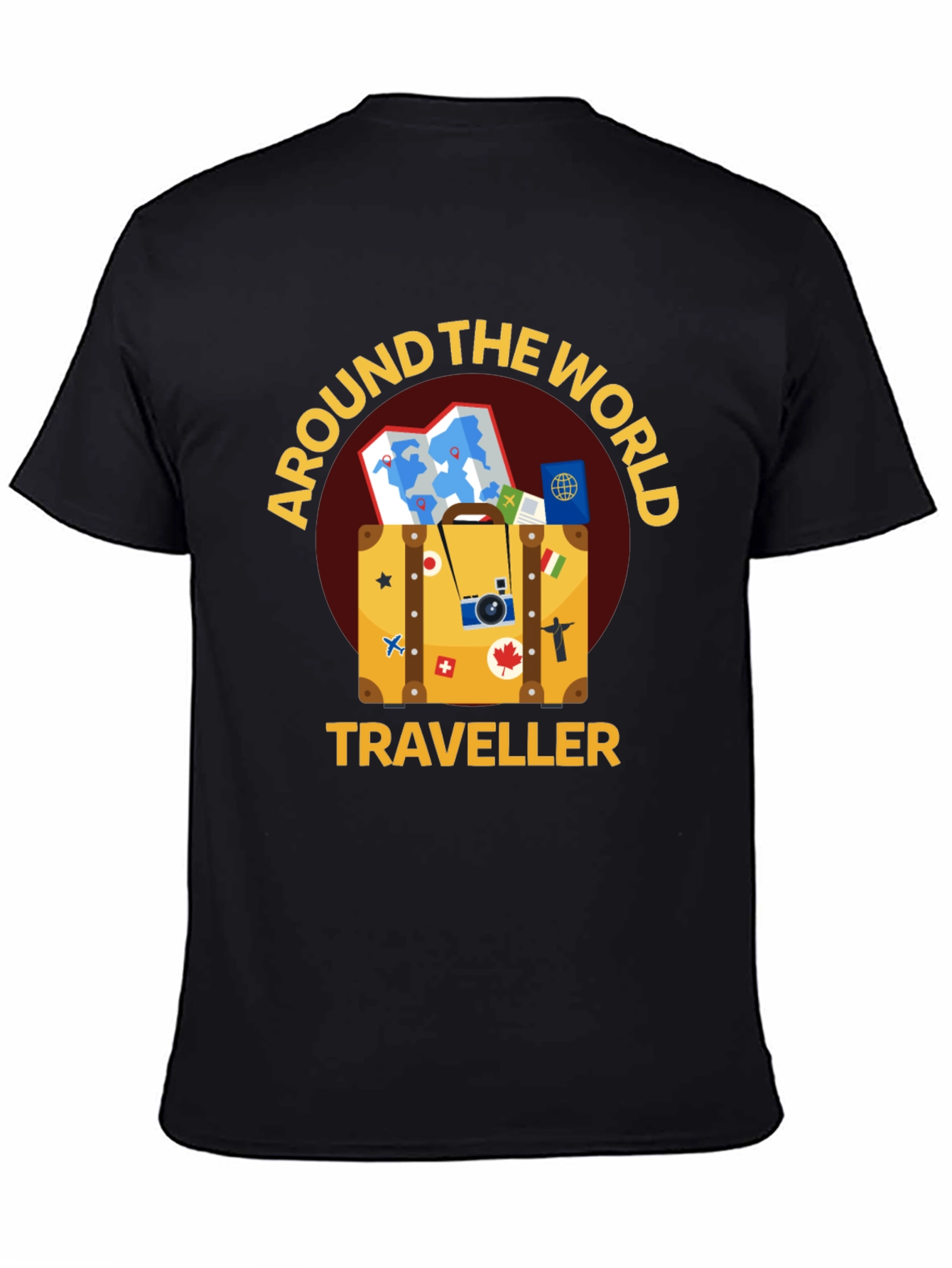 Around The World Traveler Black T-Shirt