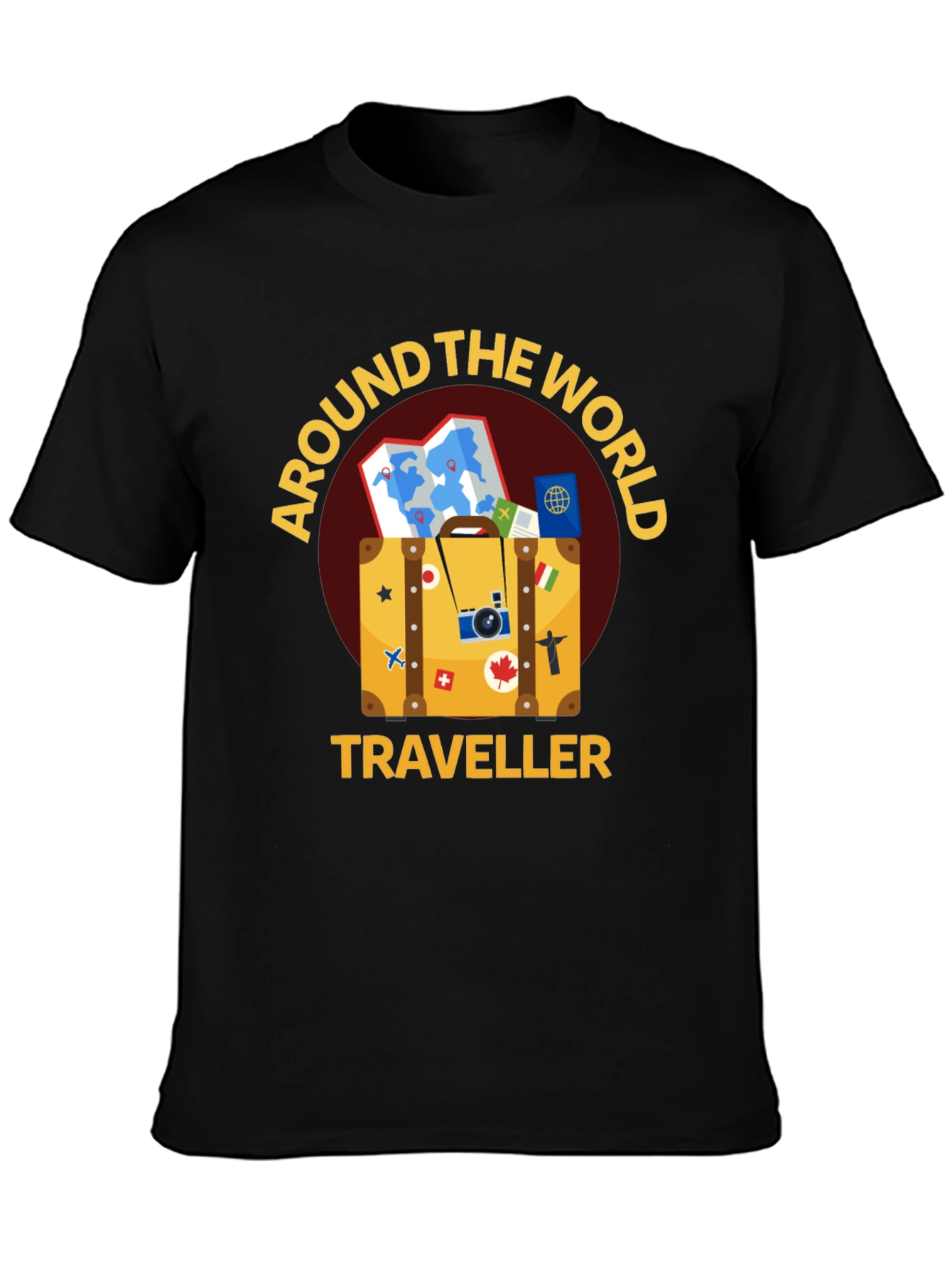 Around The World Traveler Black T-Shirt