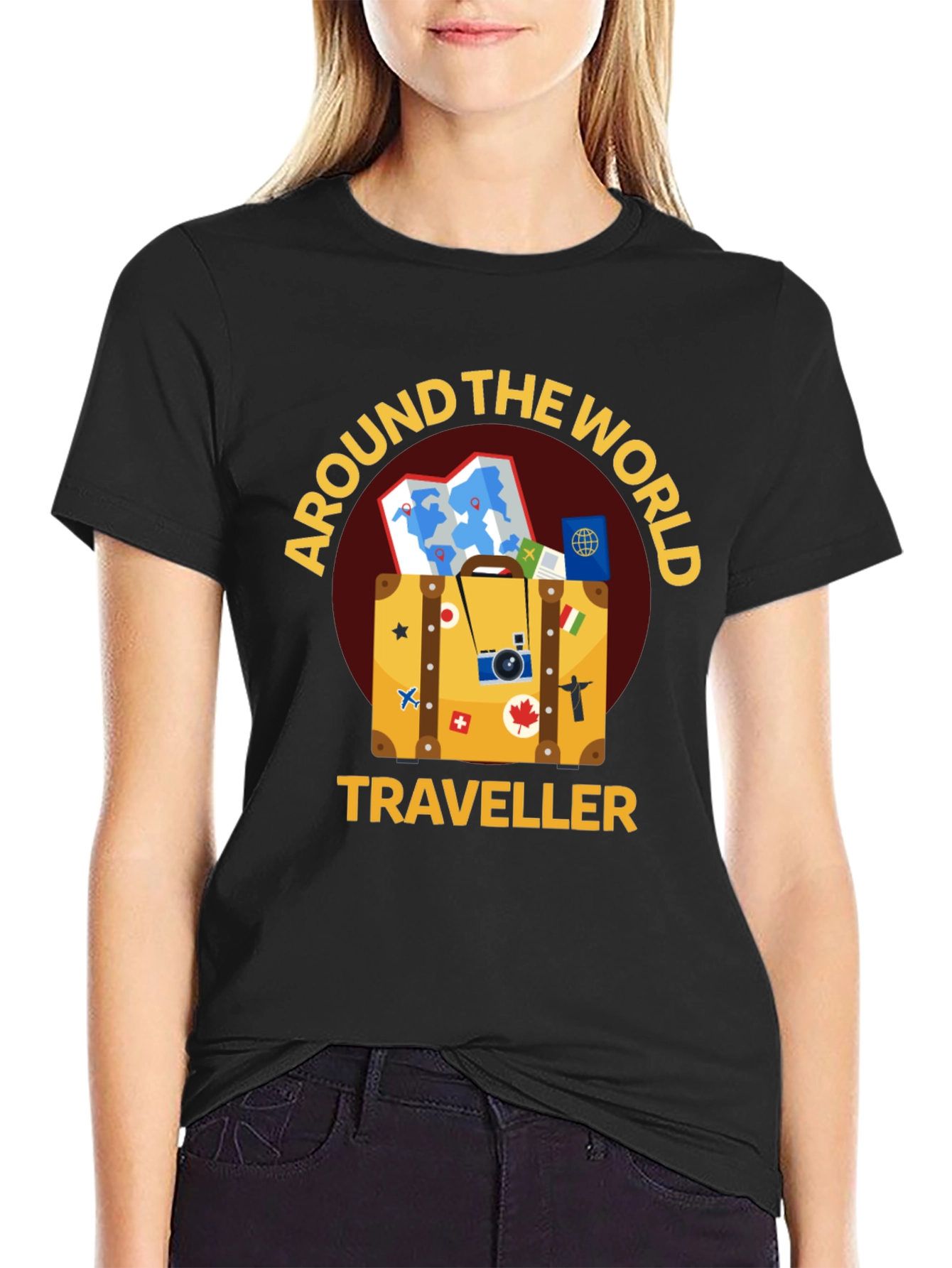 Around The World Traveler Black T-Shirt