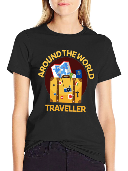 Around The World Traveler Black T-Shirt