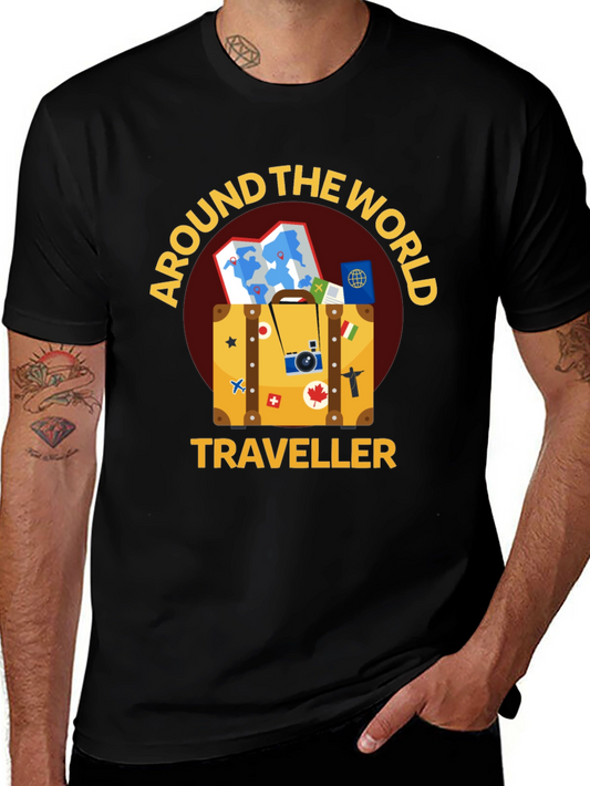 Around The World Traveler Black T-Shirt