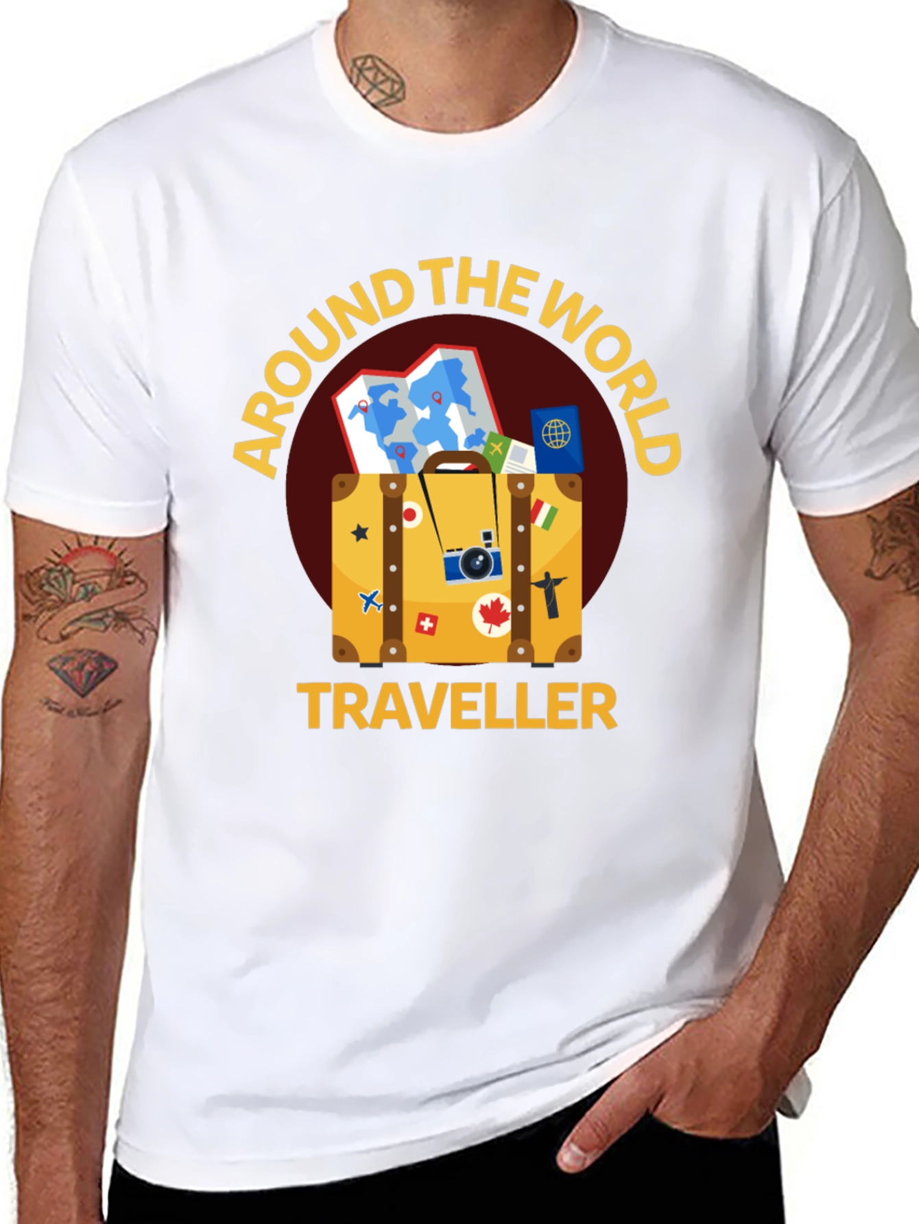 Around The World Traveler Black T-Shirt