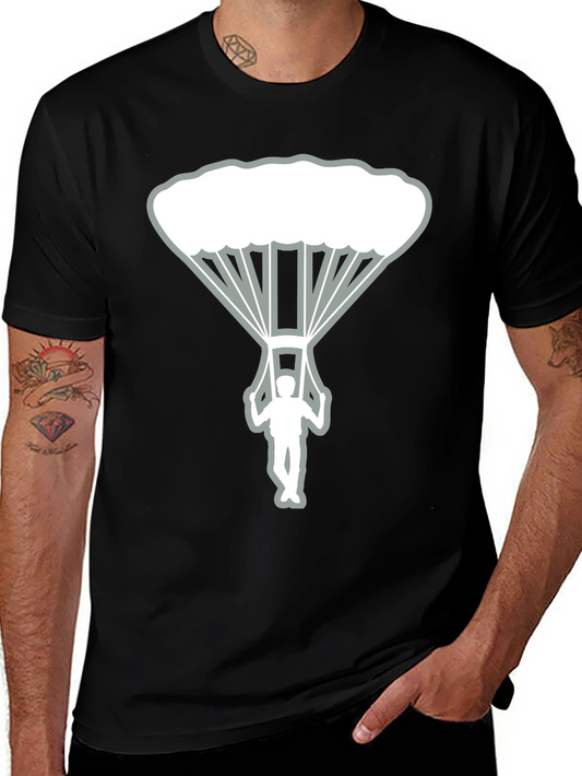 Skydiver Graphic Tee - Black Cotton T-Shirt
