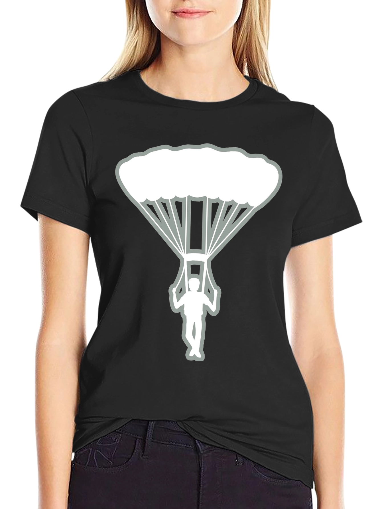 Skydiver Graphic Tee - Black Cotton T-Shirt
