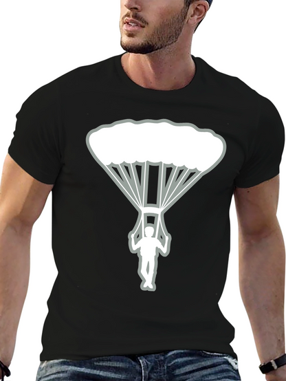 Skydiver Graphic Tee - Black Cotton T-Shirt