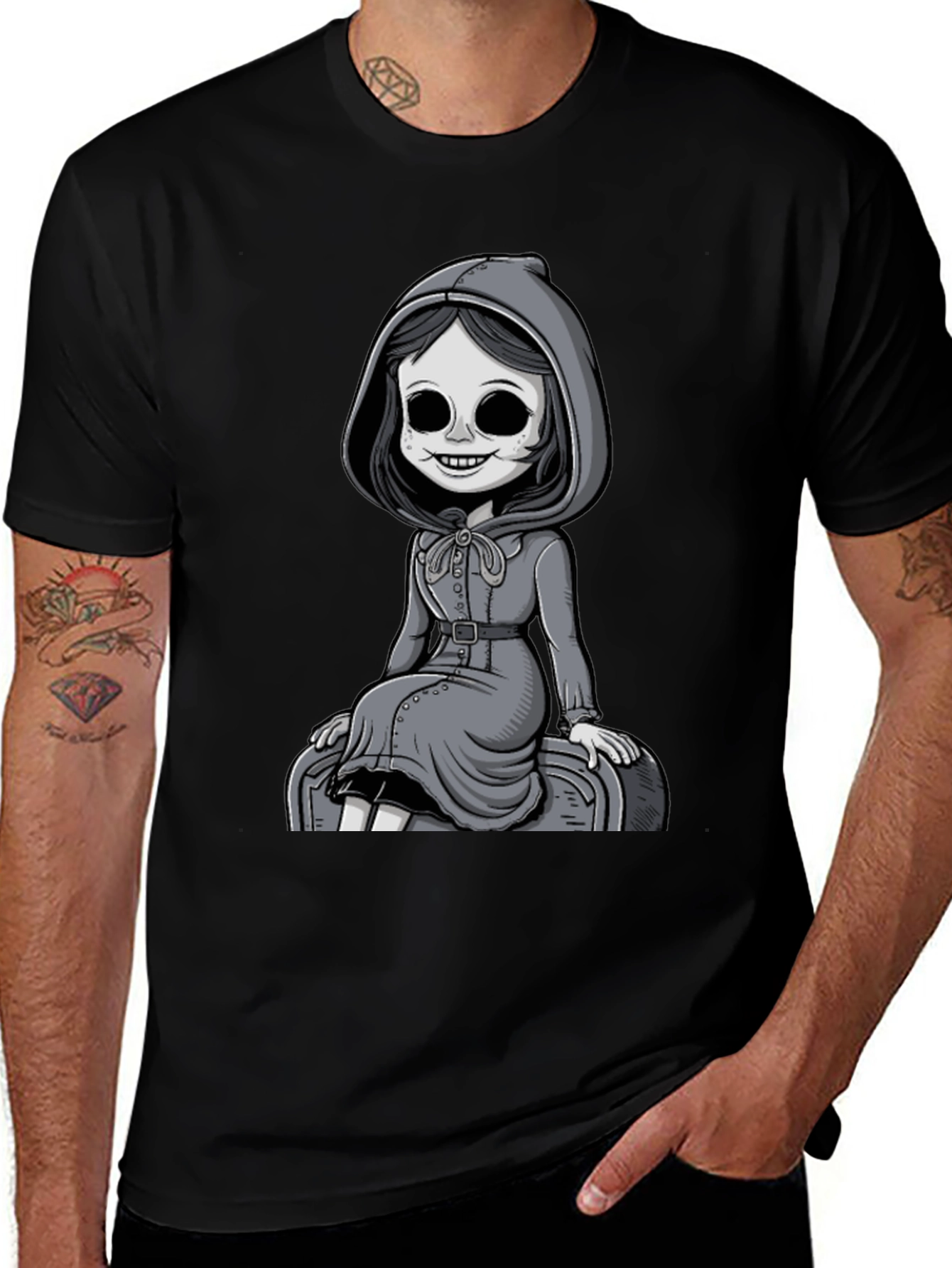 Grim Girl Graphic Tee - Unique Spooky Style
