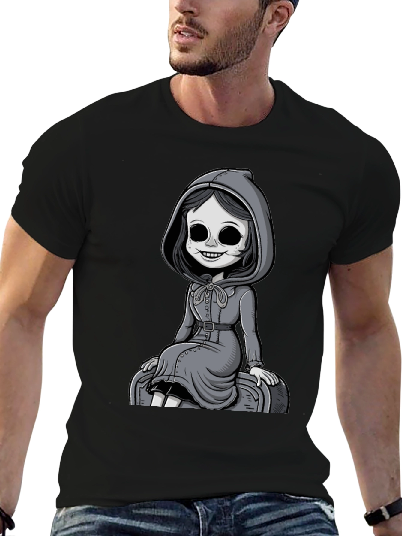 Grim Girl Graphic Tee - Unique Spooky Style