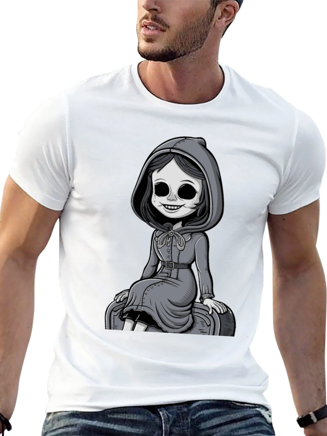 Grim Girl Graphic Tee - Unique Spooky Style