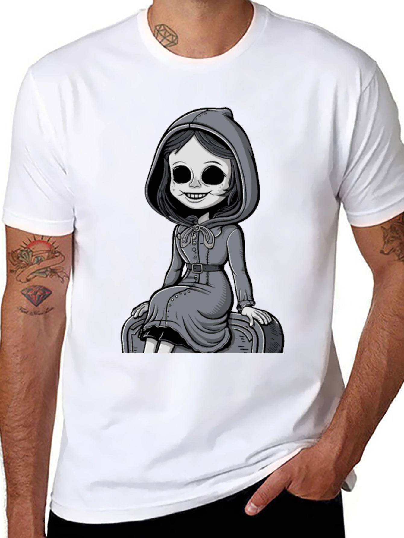 Grim Girl Graphic Tee - Unique Spooky Style