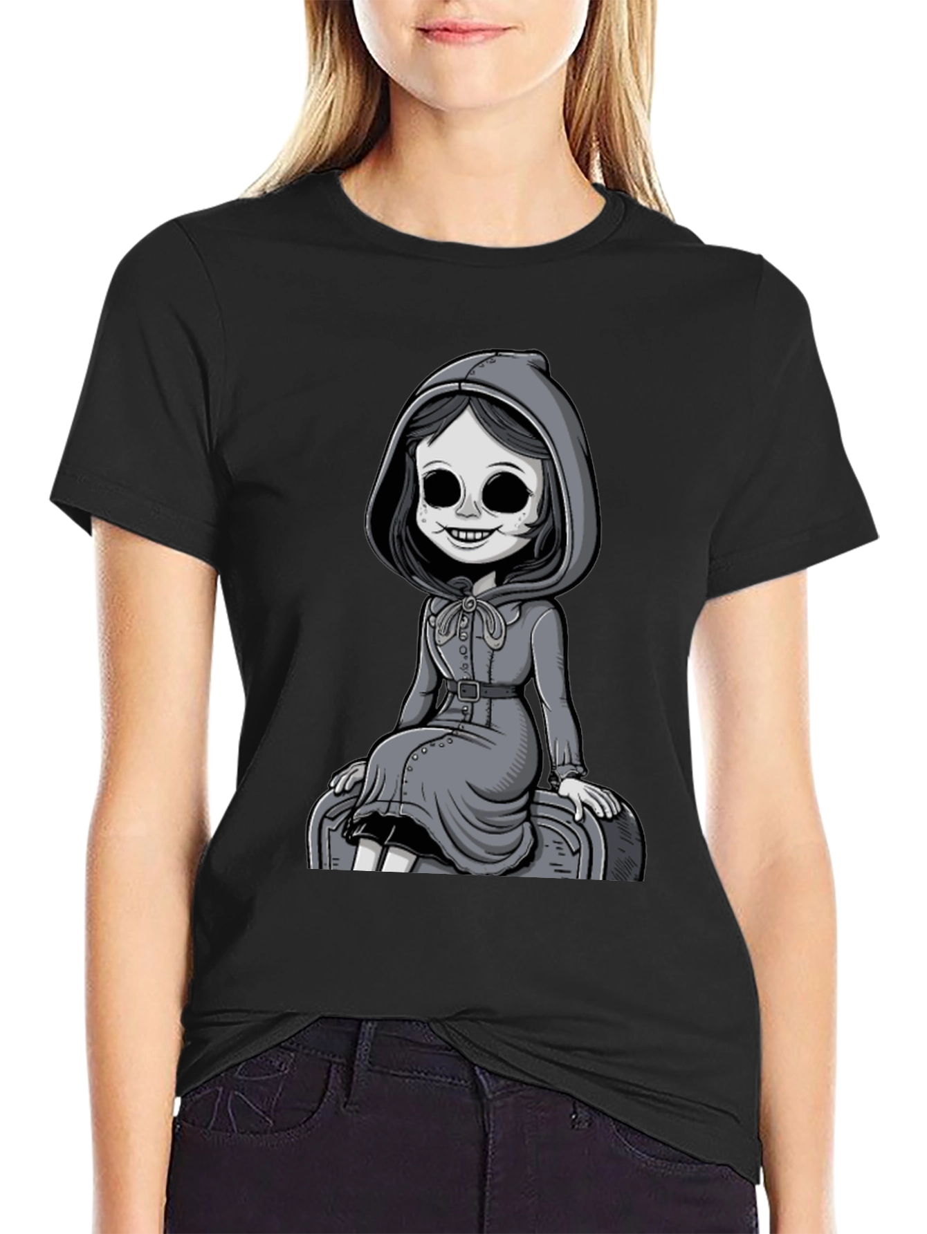 Grim Girl Graphic Tee - Unique Spooky Style