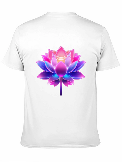 Lotus Flower Graphic Tee - Black Cotton Blend Shirt