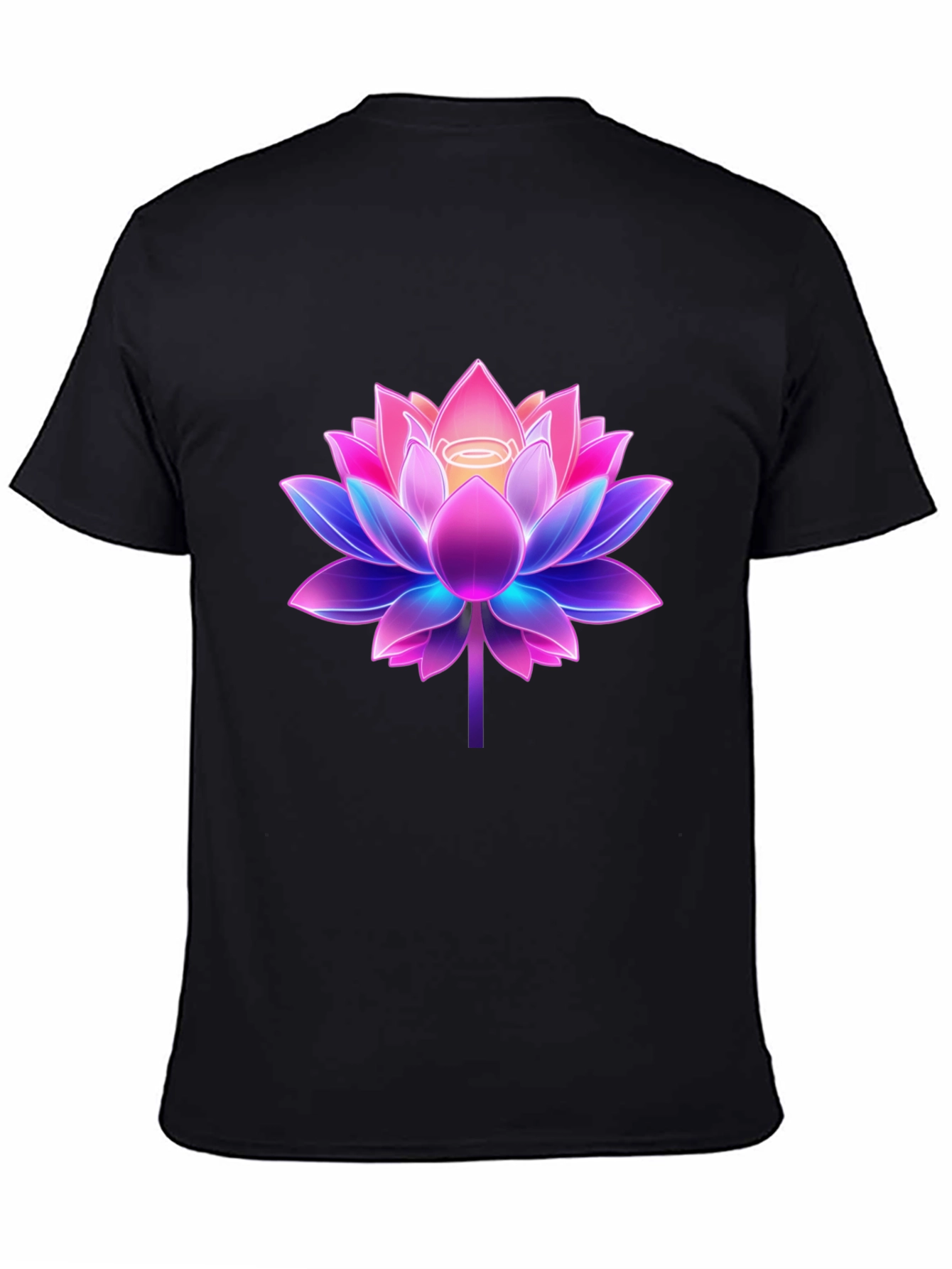 Lotus Flower Graphic Tee - Black Cotton Blend Shirt