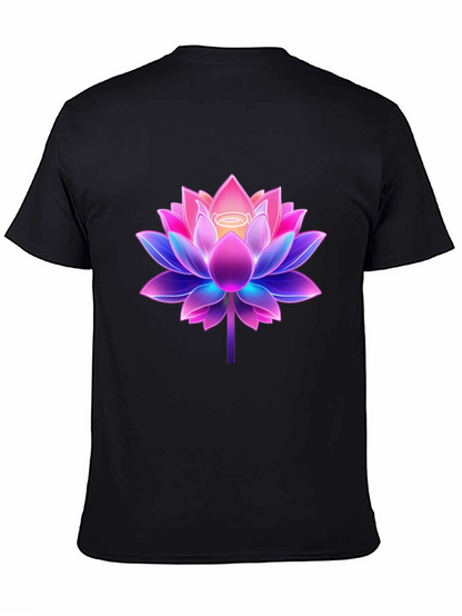 Lotus Flower Graphic Tee - Black Cotton Blend Shirt