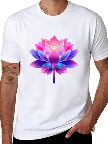 Lotus Flower Graphic Tee - Black Cotton Blend Shirt
