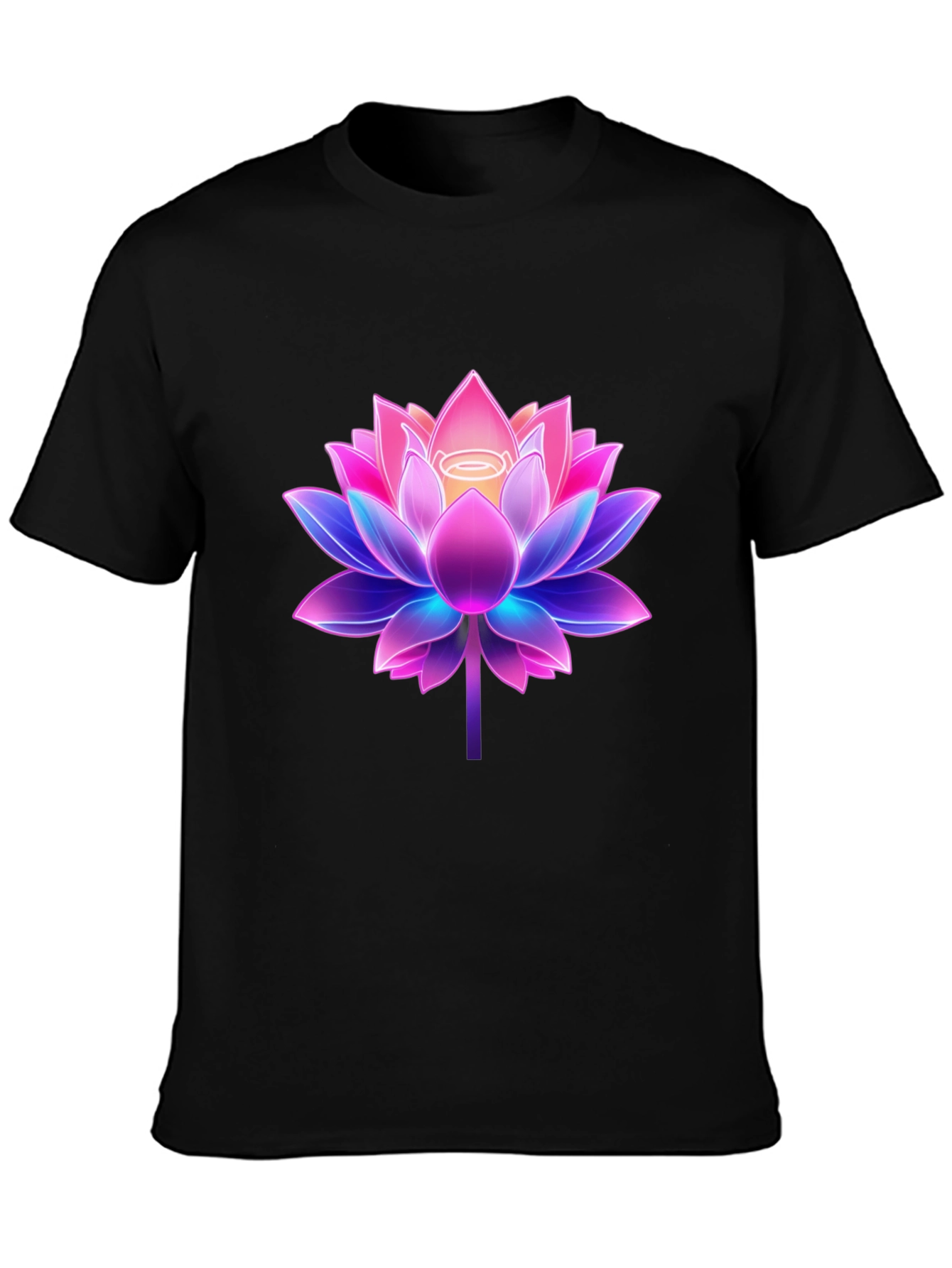 Lotus Flower Graphic Tee - Black Cotton Blend Shirt
