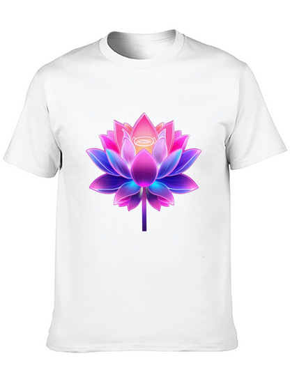 Lotus Flower Graphic Tee - Black Cotton Blend Shirt