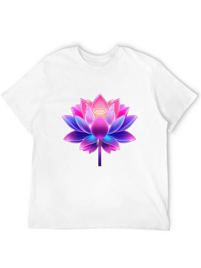 Lotus Flower Graphic Tee - Black Cotton Blend Shirt