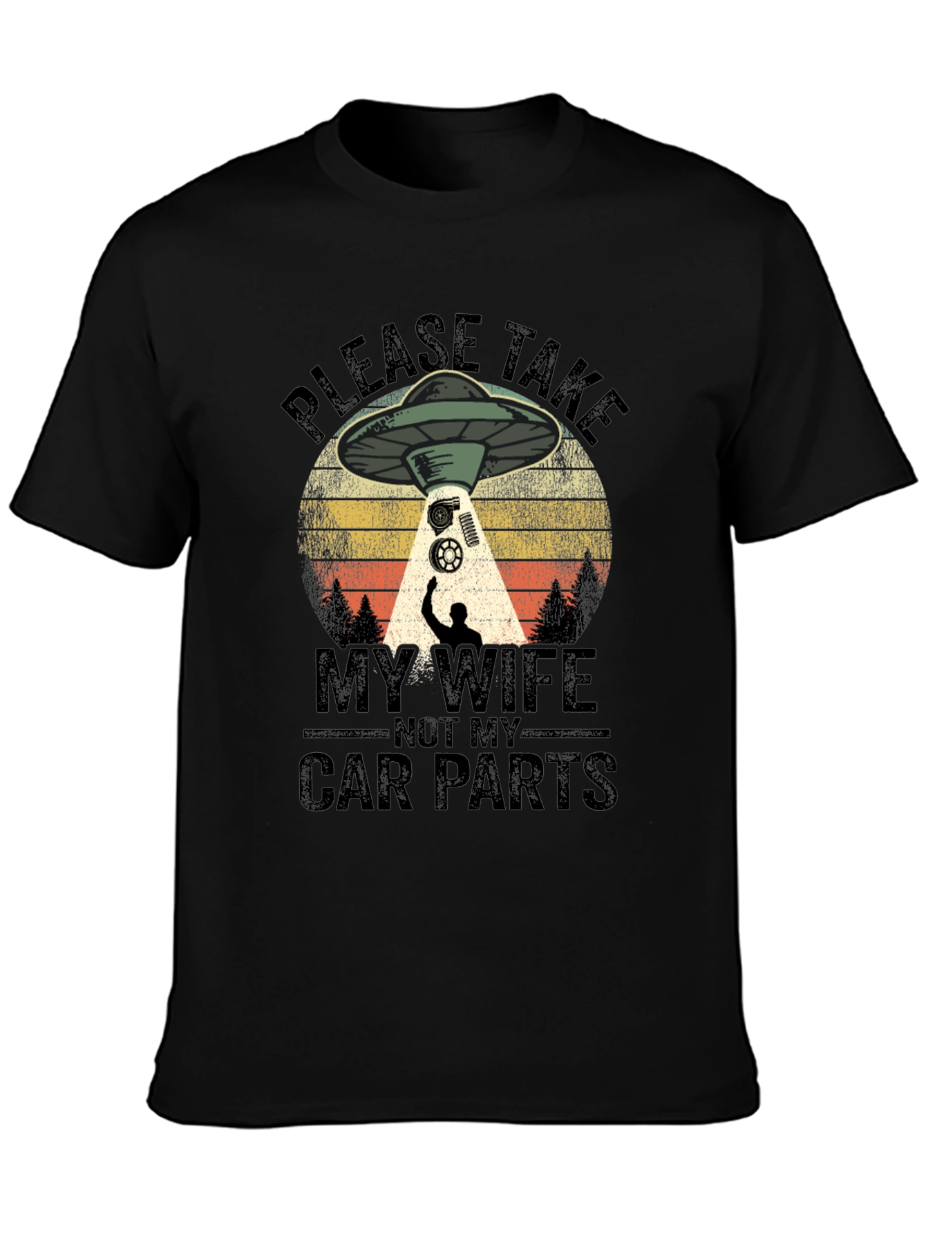 Funny Alien Abduction Car Parts Mens T-Shirt