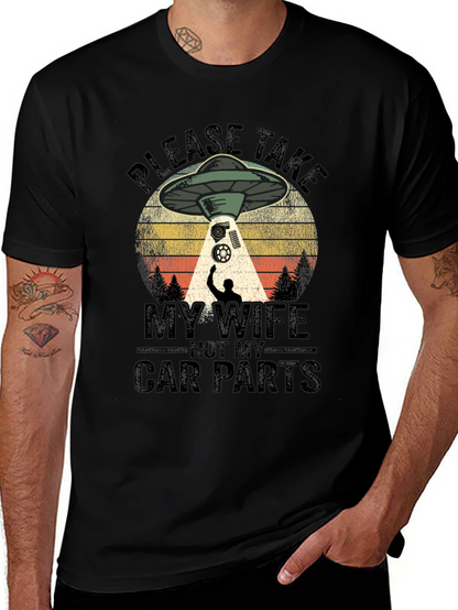 Funny Alien Abduction Car Parts Mens T-Shirt