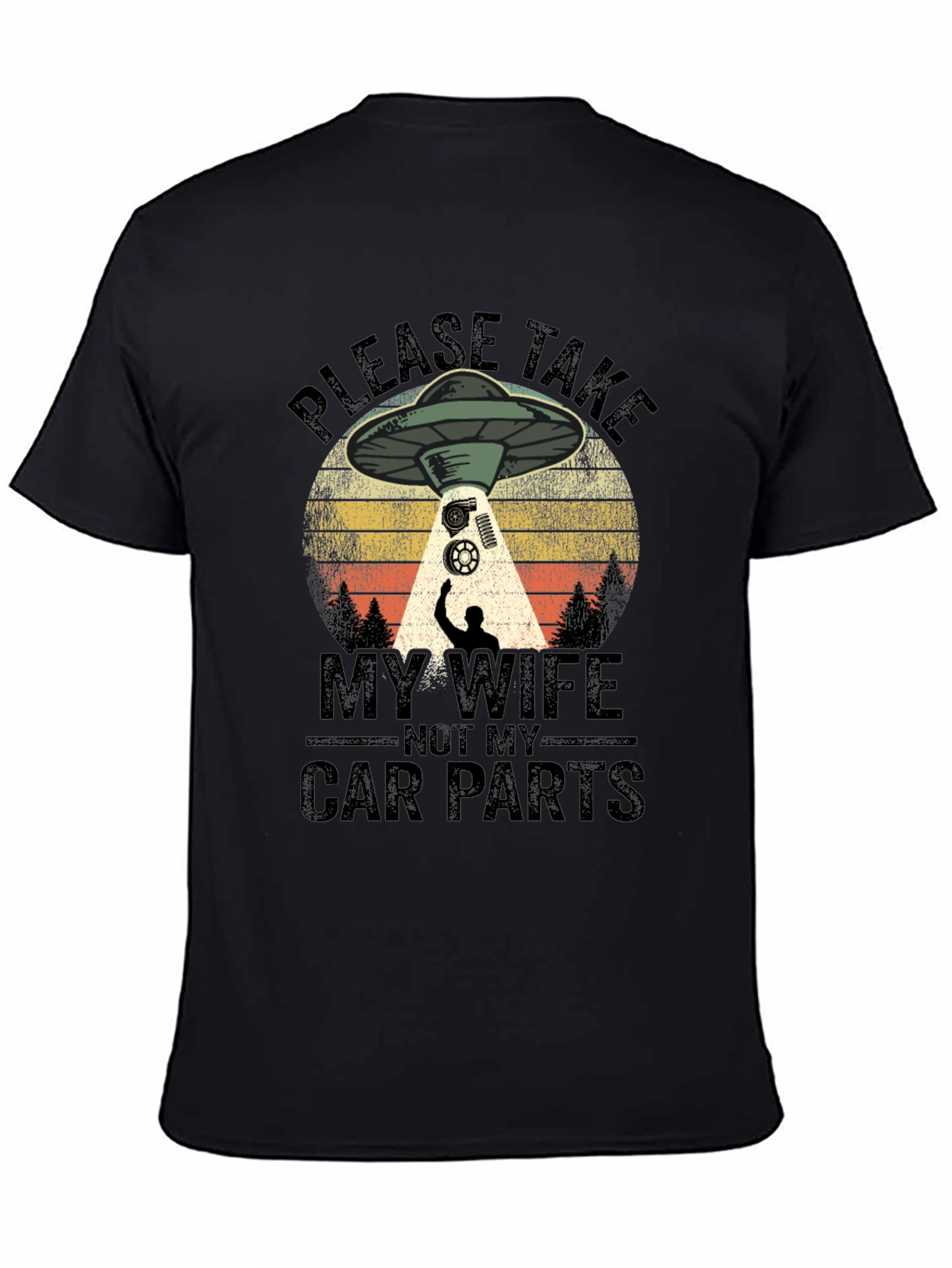 Funny Alien Abduction Car Parts Mens T-Shirt