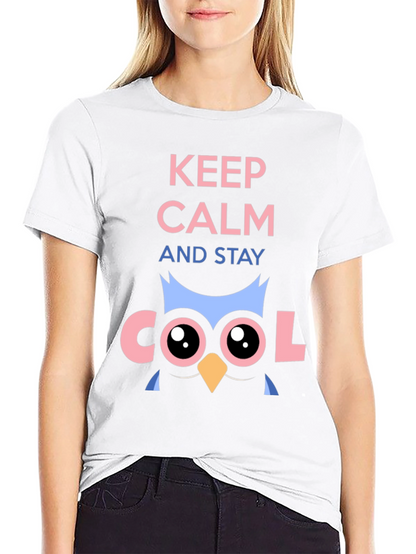 Keep Calm Cool Owl Graphic T-Shirt