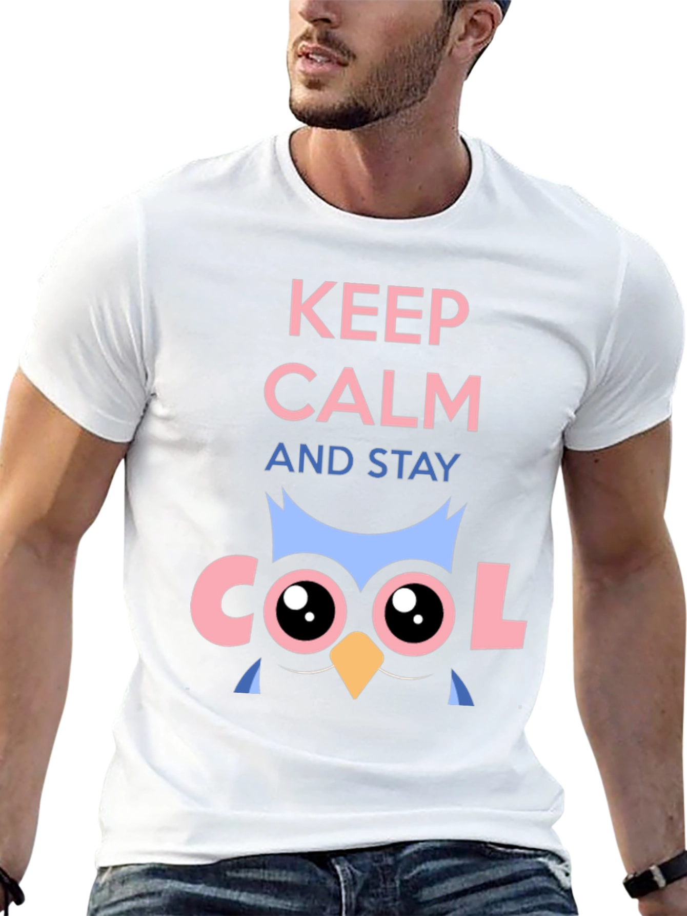 Keep Calm Cool Owl Graphic T-Shirt
