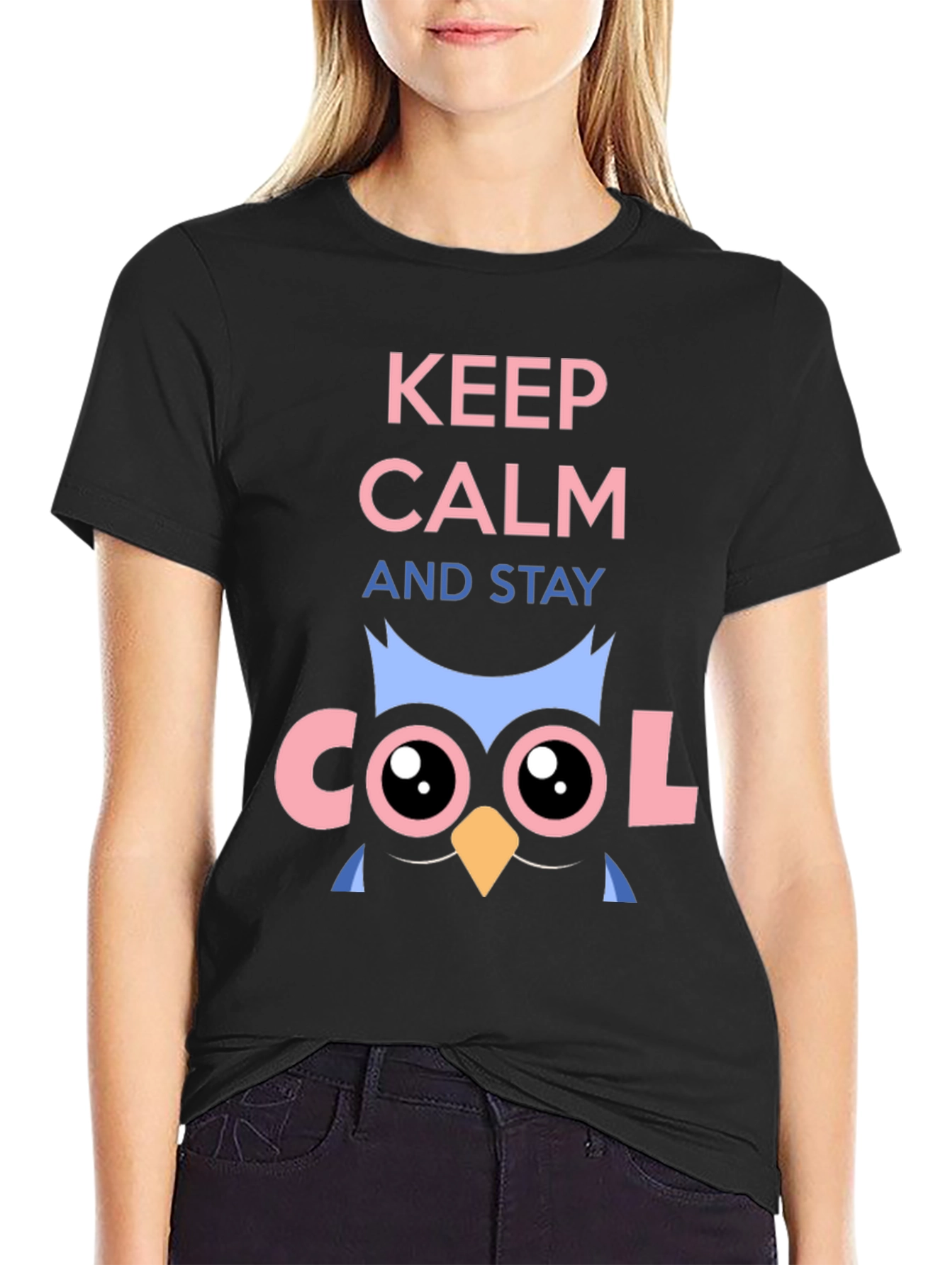 Keep Calm Cool Owl Graphic T-Shirt