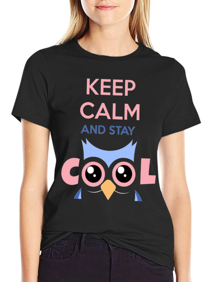 Keep Calm Cool Owl Graphic T-Shirt