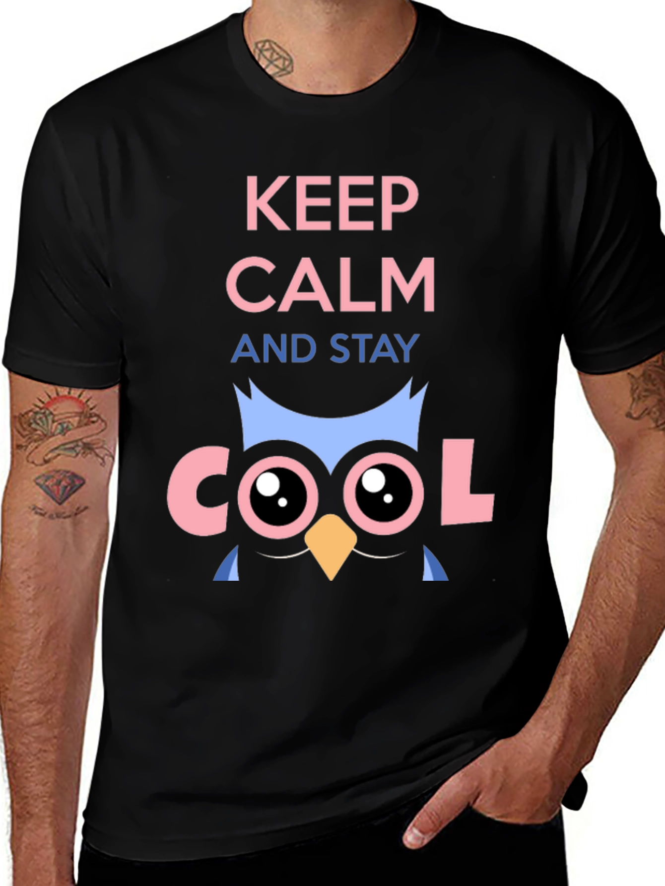 Keep Calm Cool Owl Graphic T-Shirt
