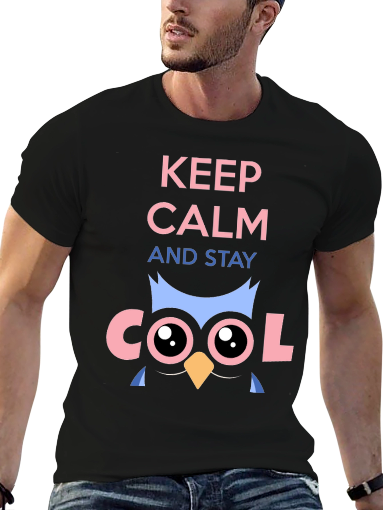 Keep Calm Cool Owl Graphic T-Shirt