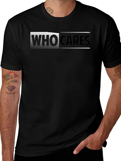 Who Cares Graphic Print Black T-Shirt