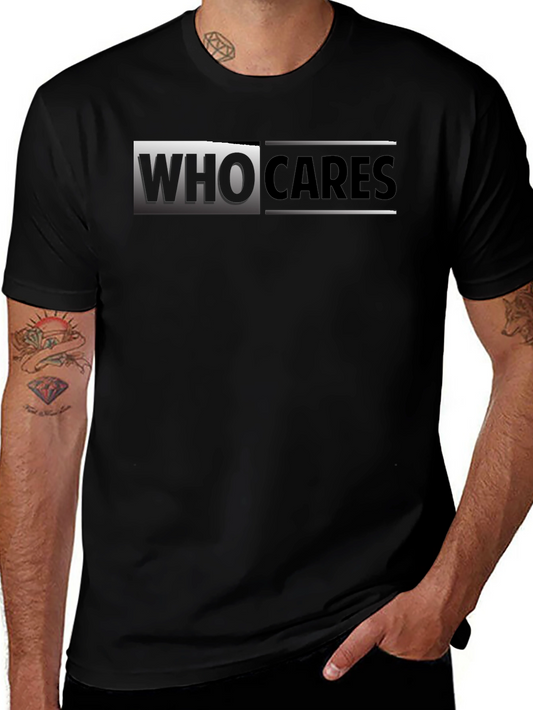 Who Cares Graphic Print Black T-Shirt