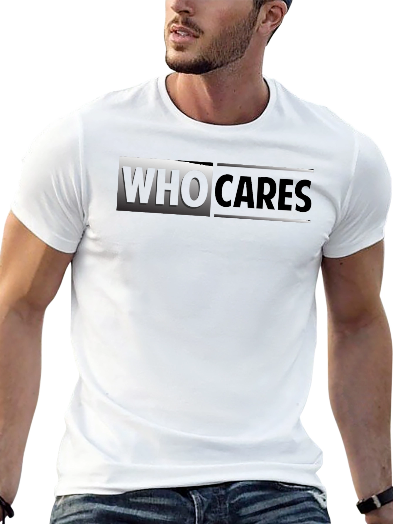 Who Cares Graphic Print Black T-Shirt