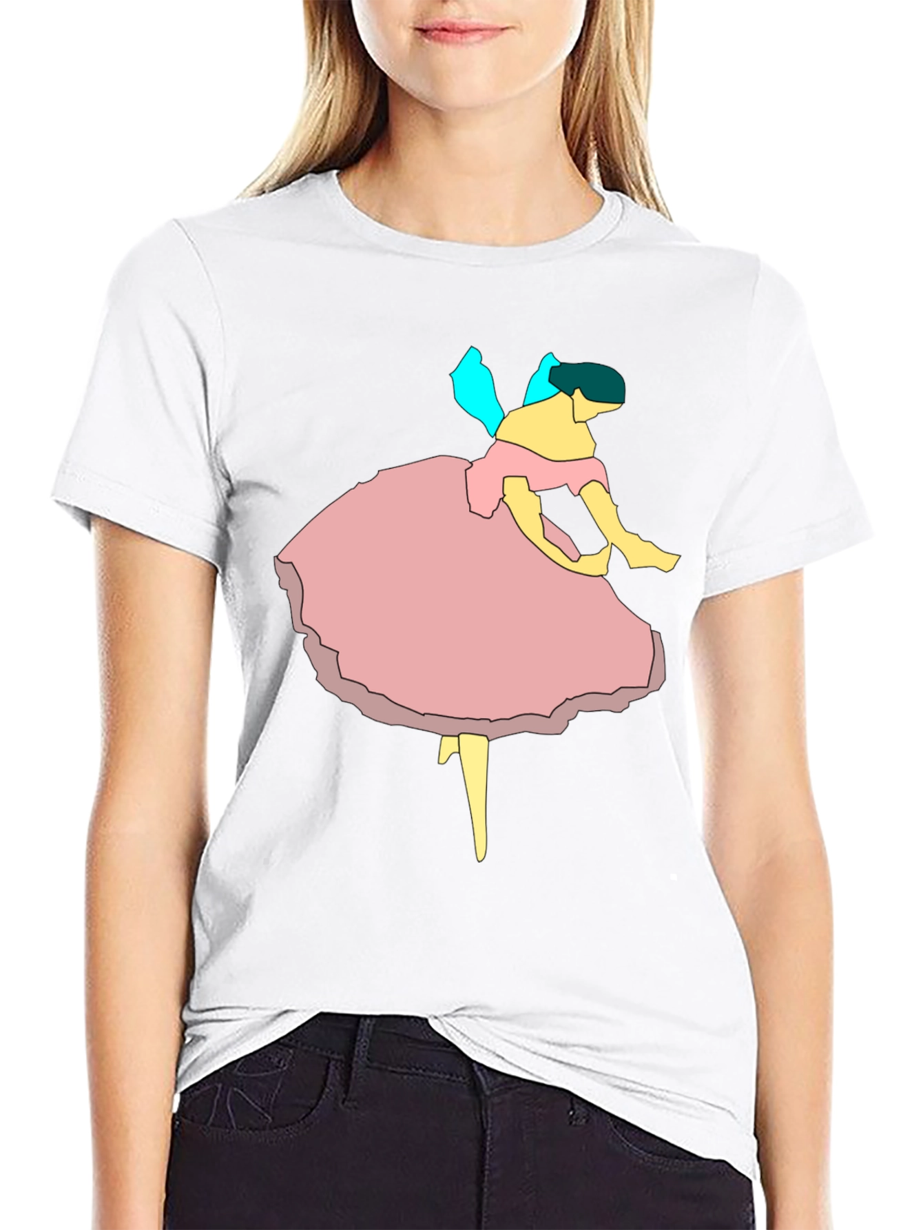 Ballerina Graphic Tee - Black Cotton Casual T-Shirt