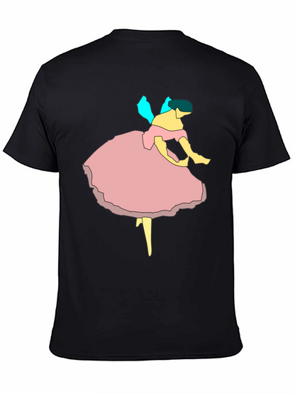 Ballerina Graphic Tee - Black Cotton Casual T-Shirt