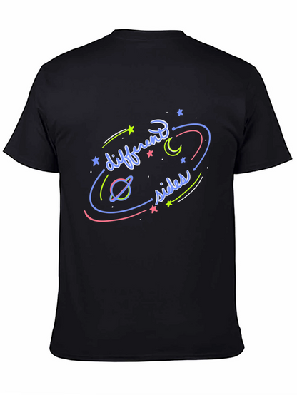 Different Sides Graphic T-Shirt Black Casual Wear