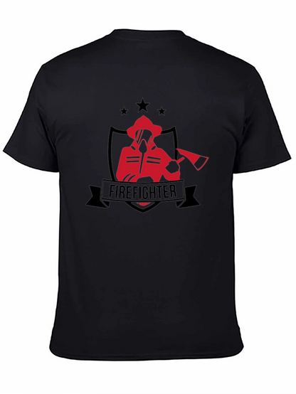 Firefighter Graphic Tee - Black Cotton T-Shirt
