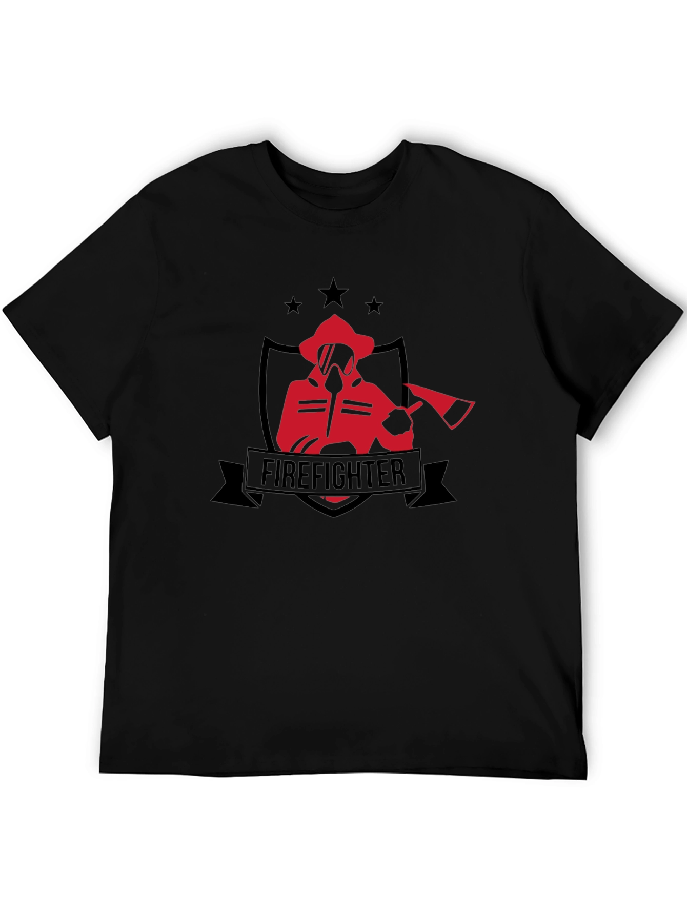 Firefighter Graphic Tee - Black Cotton T-Shirt