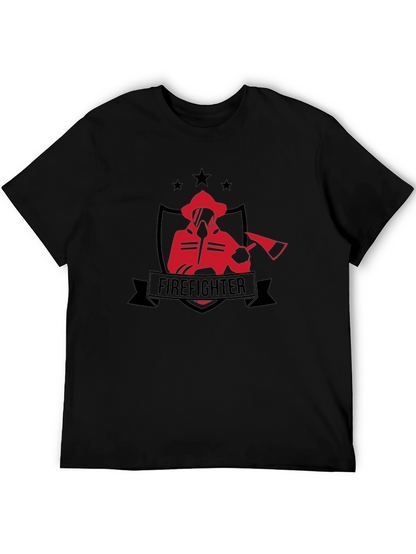 Firefighter Graphic Tee - Black Cotton T-Shirt